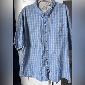 Wrangler Cotton Checkered Classic Fit Short Sleeve Size 3XL Button Down Shirt